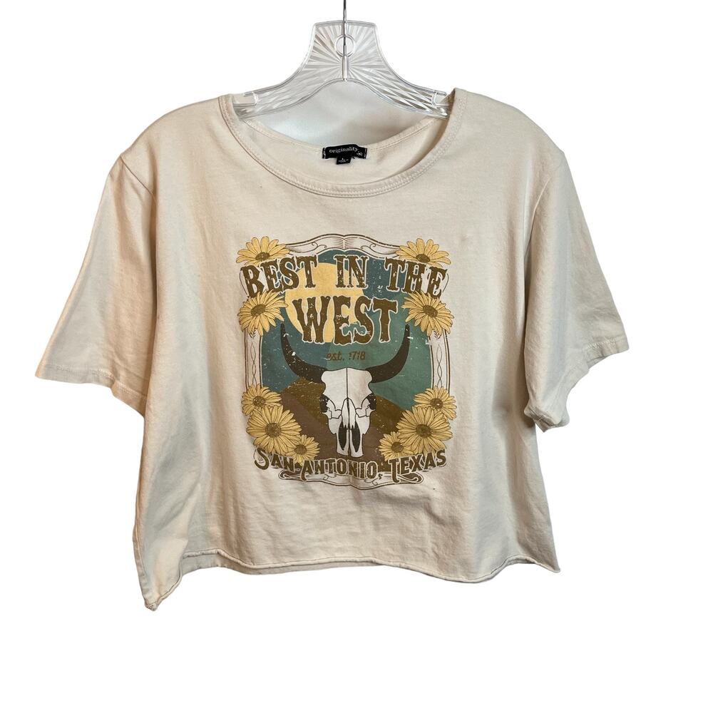 Originality Cropped Top The Best InThe West Texas Graphic Tee Cream L